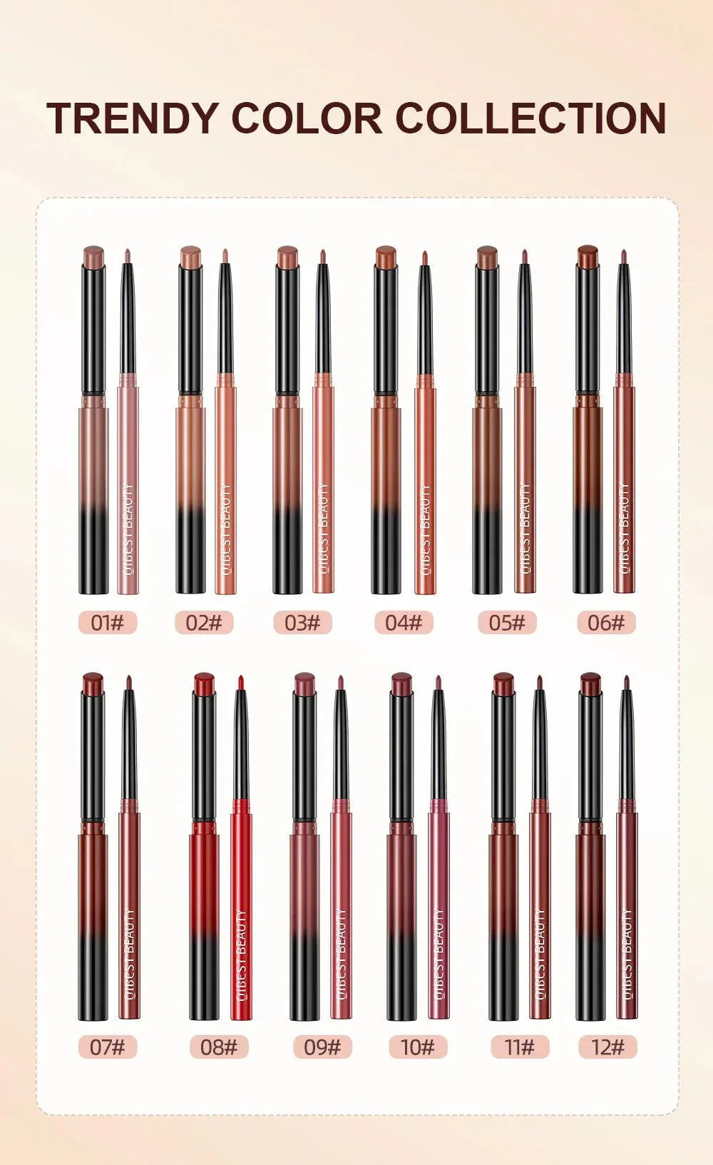 Batom Caneta Matte Nude Longa Duração Lipliner Lápis à prova D'água Delineador de Lábios Contorno Sexy