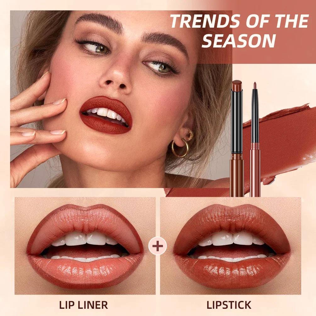 Batom Caneta Matte Nude Longa Duração Lipliner Lápis à prova D'água Delineador de Lábios Contorno Sexy